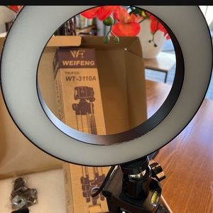 Selfie ring light. Tiltable, adjustable. Nearly new in box